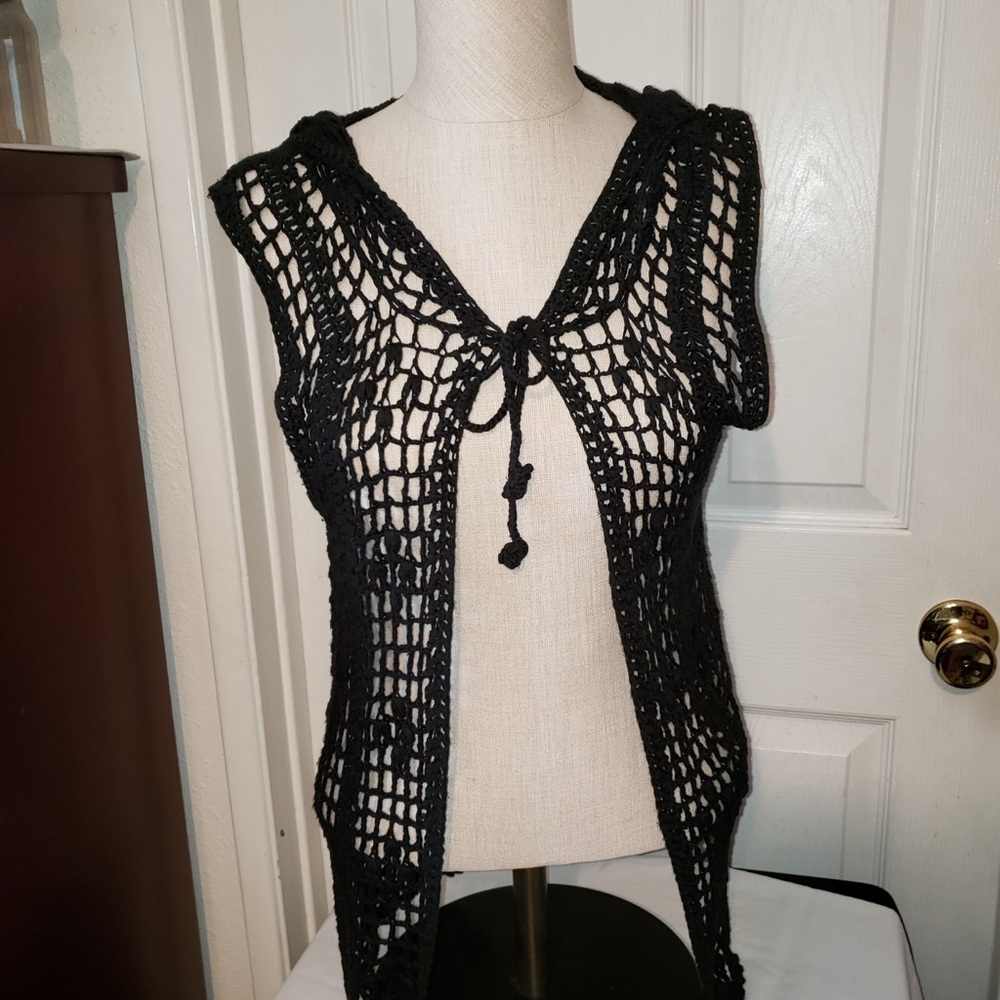 Debut Black Crochet Vest